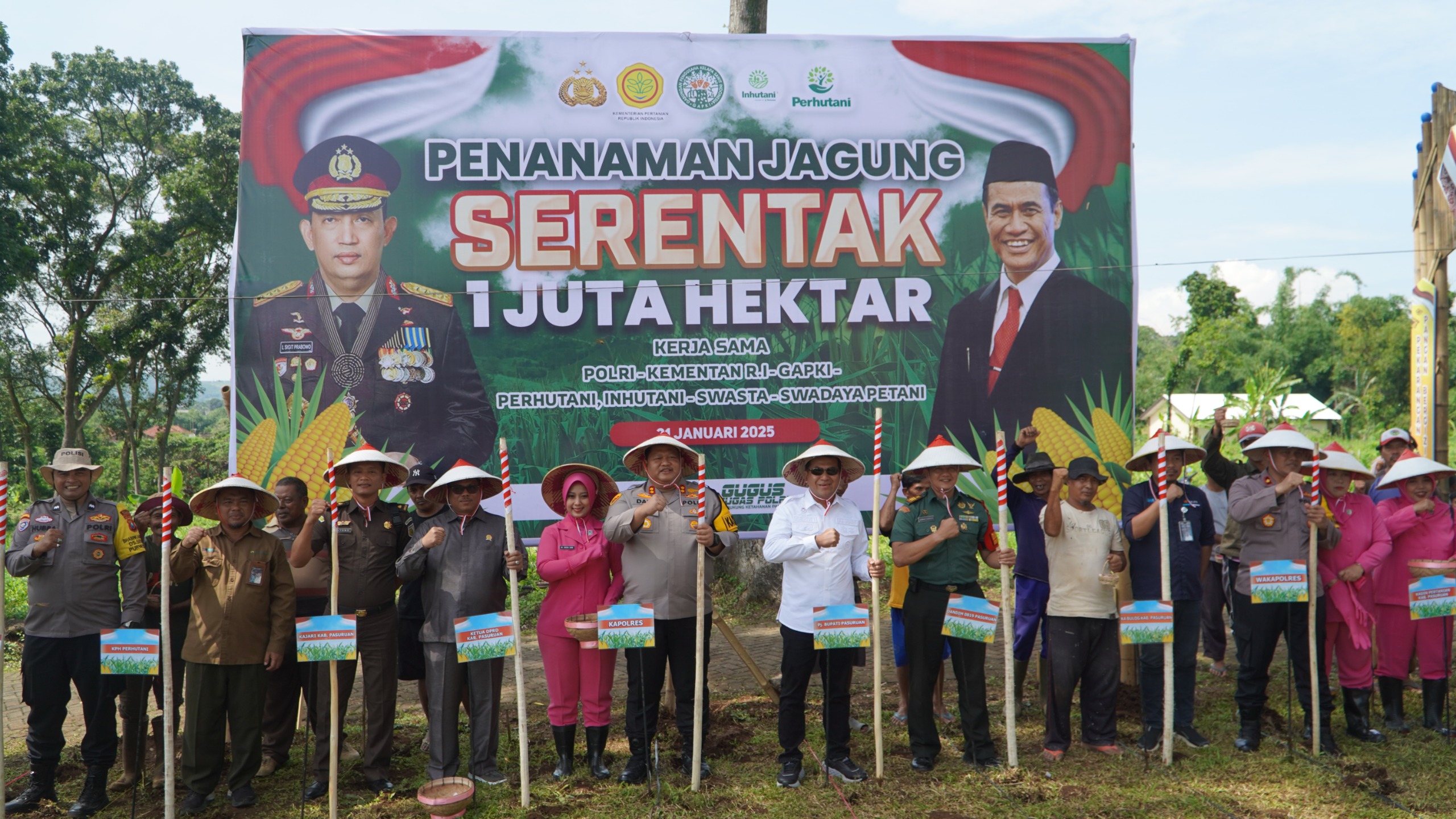 Polres Pasuruan Bersama Kementan RI Tanam Jagung Serentak 1 Juta Hektar