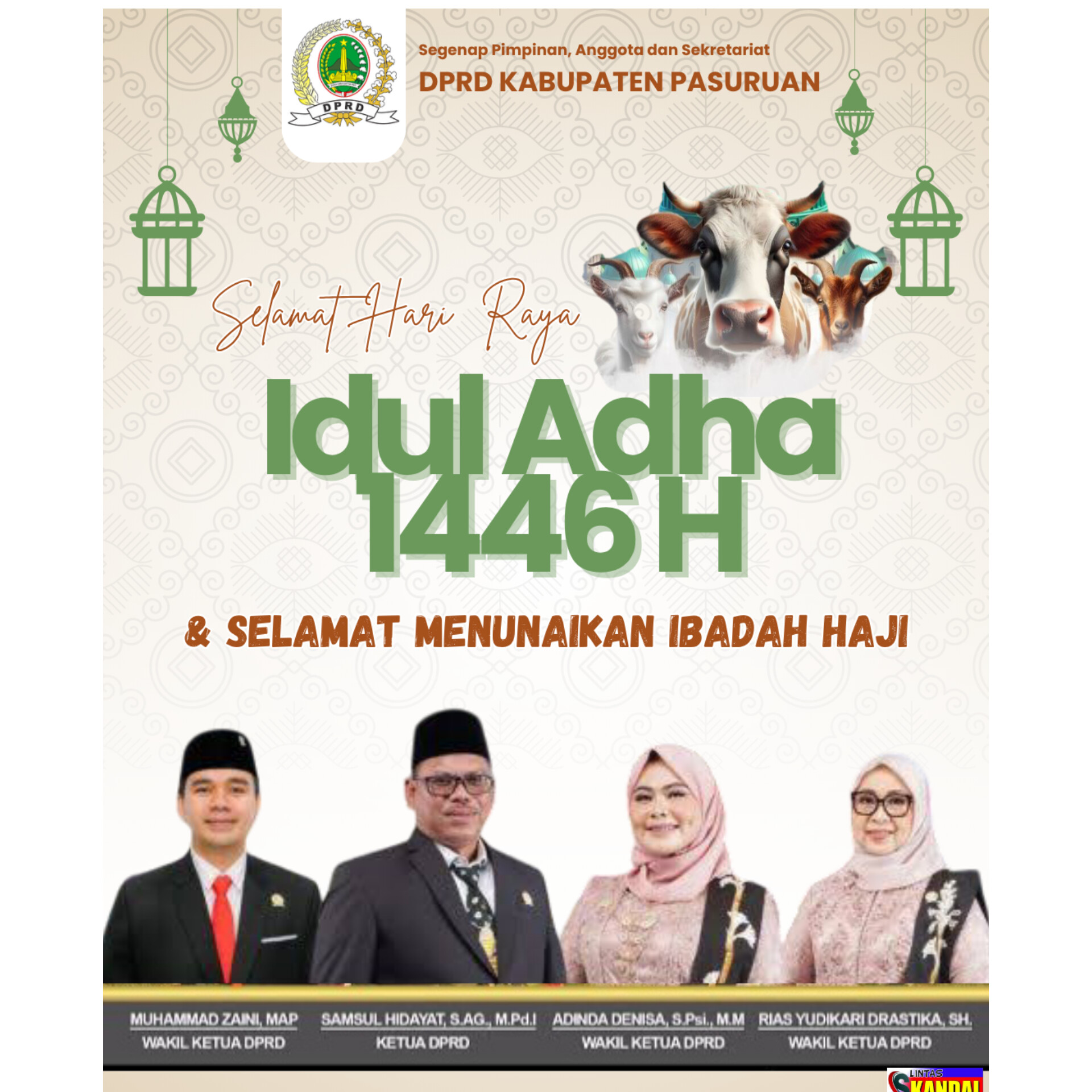 DPRD Kabupaten Pasuruan mengucapkan Selamat Hari Raya Idul Adha & Menunaikan Ibadah Haji