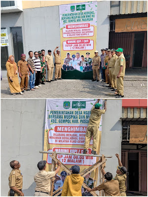 Kades Ngerong gelar Pemasangan Benner larangan Jual Miras dan Narkoba di Gempol 9