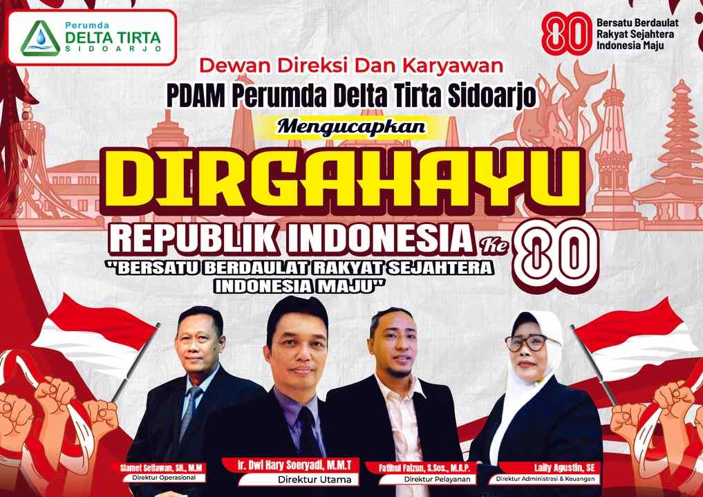 Perumda Delta Tirta Sidoarjo Mengucapkan Dirgahayu Republik Indonesia ke-80