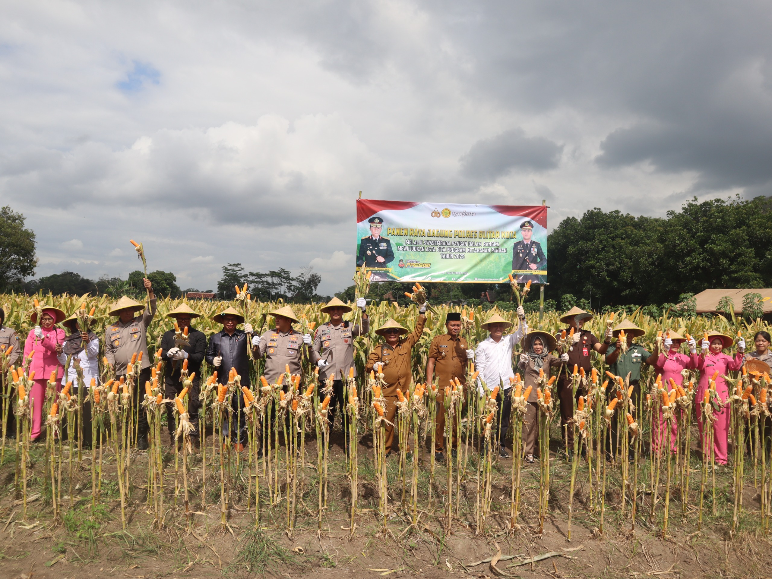 Perkuat Ketahanan Pangan Polres Blitar Kota bersama Forkopimda Panen Raya Jagung Kuartal III