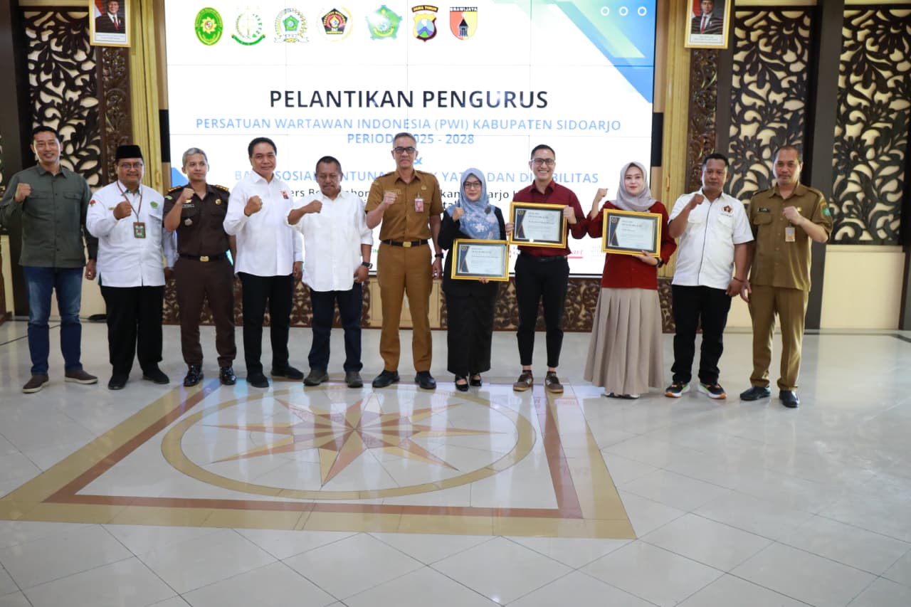 PWI Sidoarjo 2025-2028 Dilantik, Tekankan Sinergi Pers dan Pemerintah untuk Pembangunan Daerah