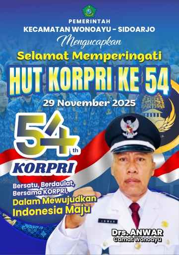 Keluarga Besar Kecamatan Wonoayu Mengucapkan Selamat HUT Korpri ke-54
