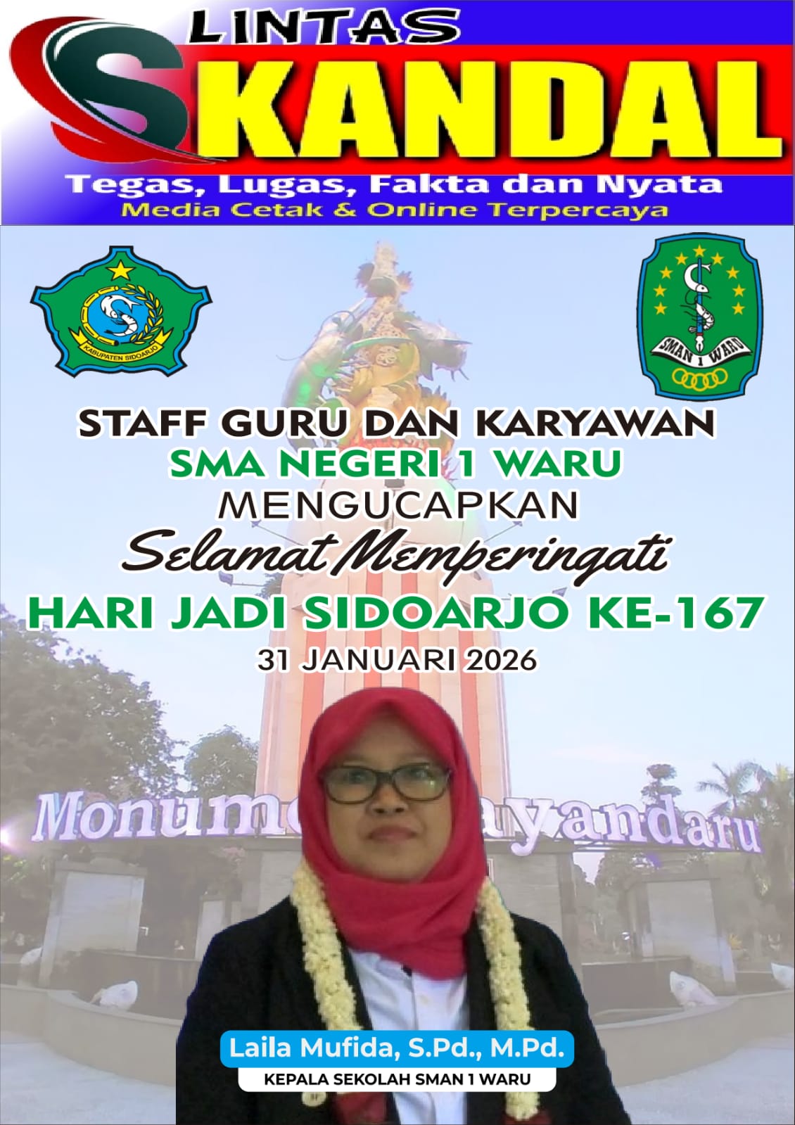 Keluarga Besar SMAN 1 Waru Mengucapkan Selamat Hari Jadi Kabupaten Sidoarjo Ke-167